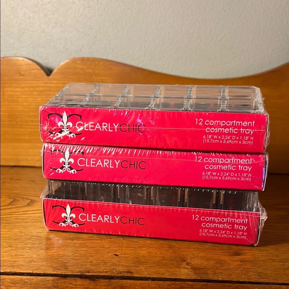 Clear Acrylic Lipstick Cosmetic Organizer Set of Three NWT